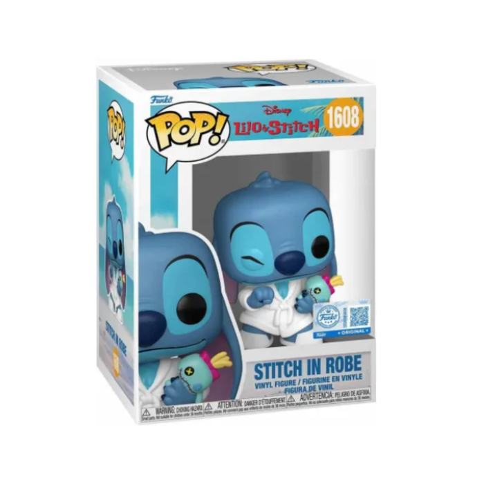 Disney Lilo & Stitch - Figurine POP N° 1608 - Stitch en peignoir & Scrump
