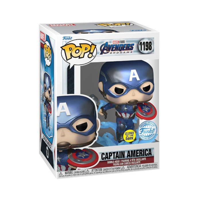 Marvel Avengers Endgame - Figurine POP N° 1198 - Captain America Métallique & GITD