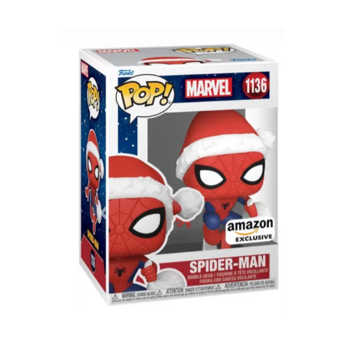 Marvel Comics - Figurine POP N° 1136 - Spiderman avec le Bonnet du Père Noël "Amazon Exclusive"