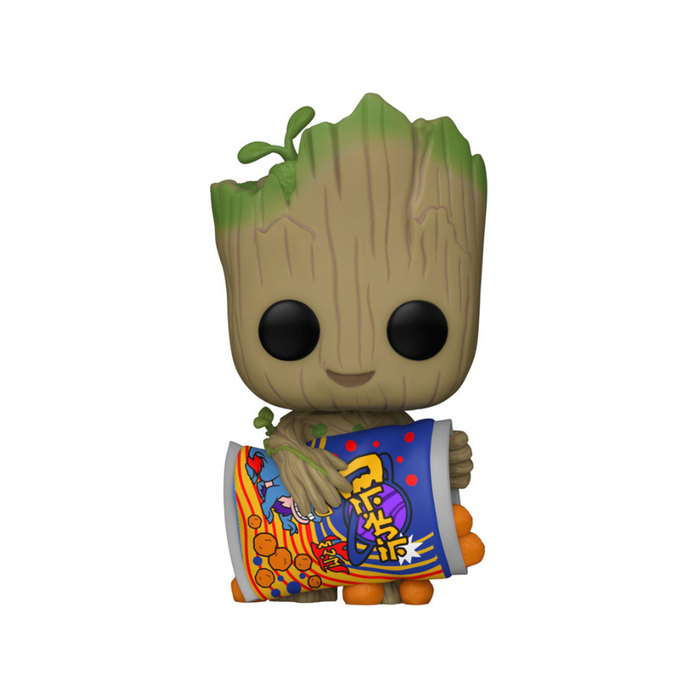 Marvel Je s'appelle Groot / I'm Groot - Figurine POP N° 1196 - Groot avec cheese puffs