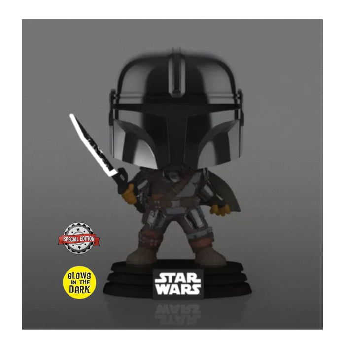 Star Wars Mandalorian - Figurine POP N° 491 - Mandalorian avec Darksaber GITD Edition Spéciale