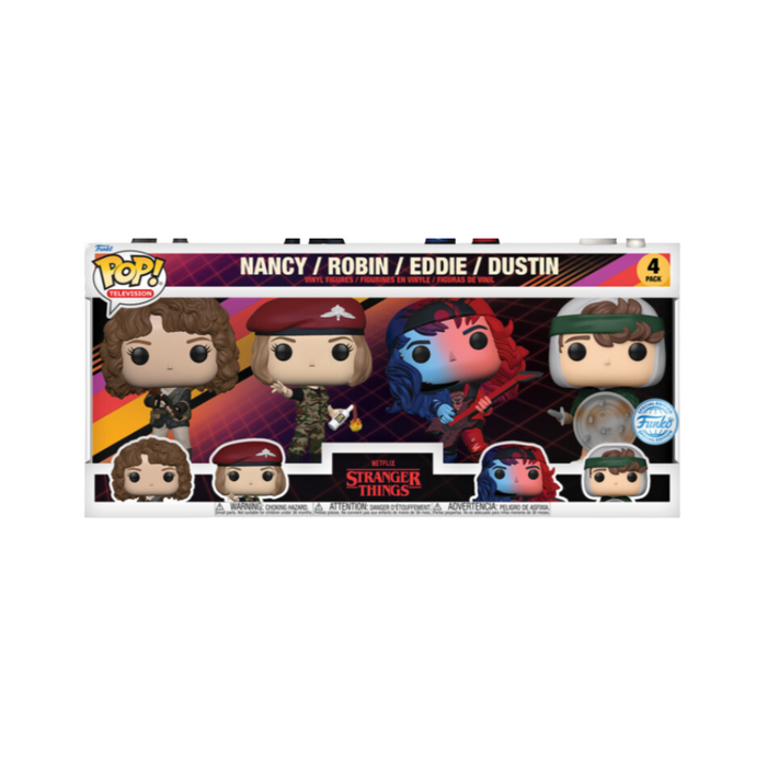 Stranger Things - Pack 4 Figurines POP - Nancy Robin Eddie Dustin Edition Spéciale