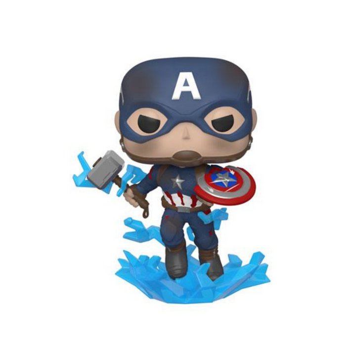 Marvel Avengers Endgame - Figurine POP N° 573 - Captain America avec bouclier cassé et Mjolnir