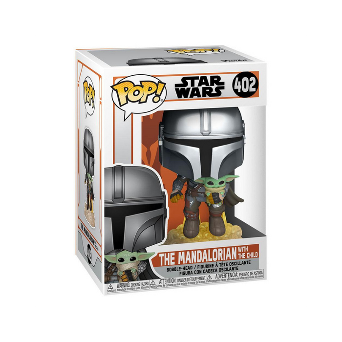 Star Wars The Mandalorian - Figurine POP N° 402 - Mandalorien avec l'Enfant vole